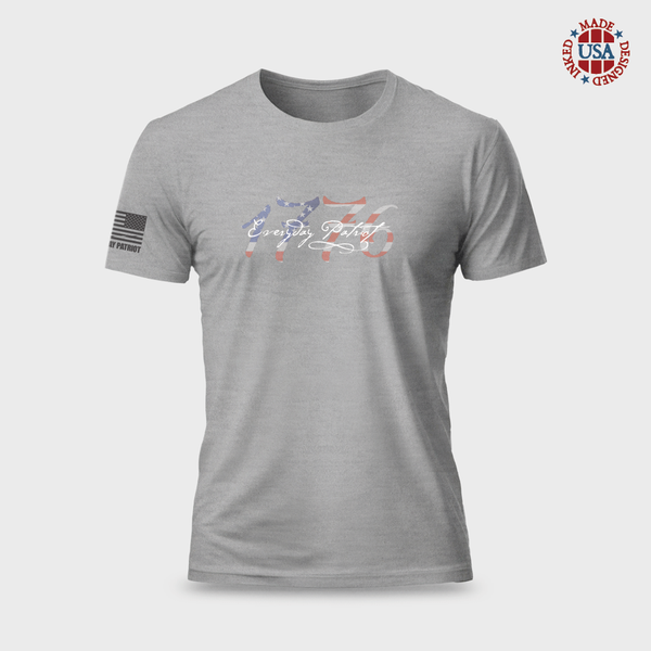 USA made patriot shirt with 1776 text filled with American flag and Everyday Patriot written over it