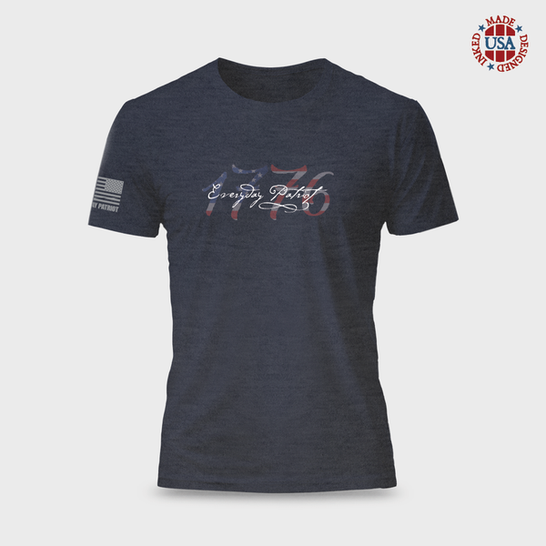 USA made patriot shirt with 1776 text filled with American flag and Everyday Patriot written over it